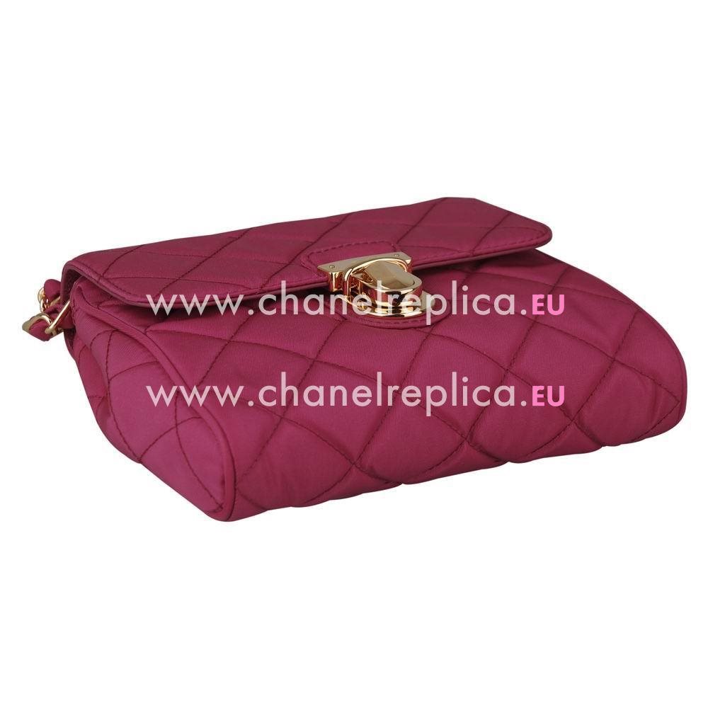 Prada Teaauto Saffiano Classic Triangle Logo Nylon Chain Shoulder Bag Peach PR552520