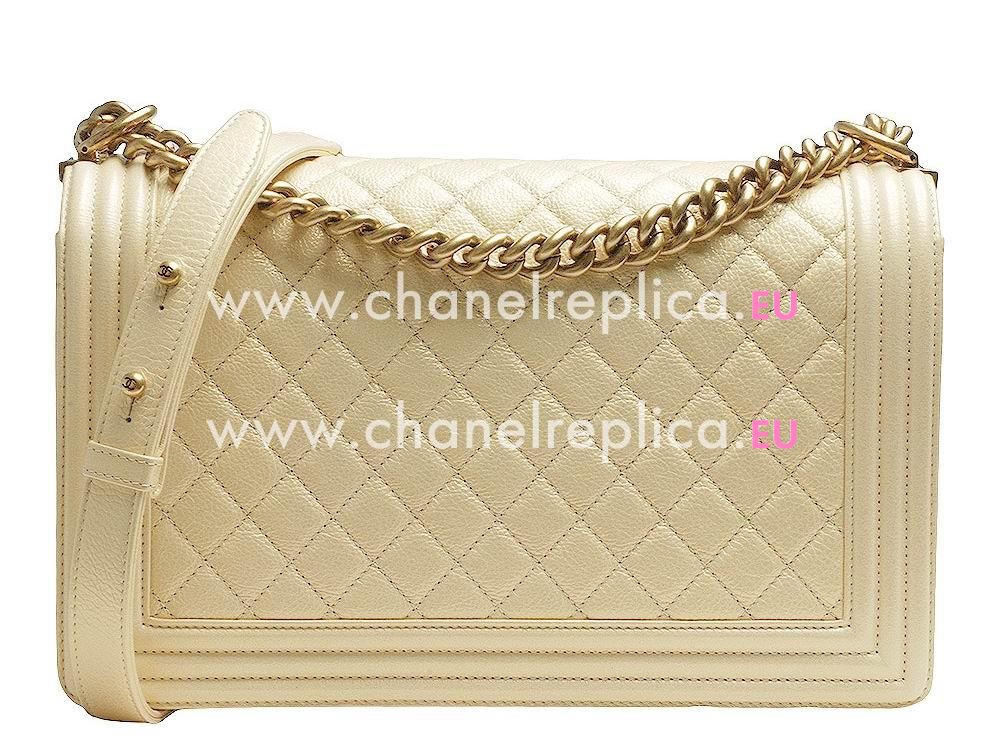 Chanel Caviar Anti-Gold Chain 28cm Boy Bag Light Gold A59473