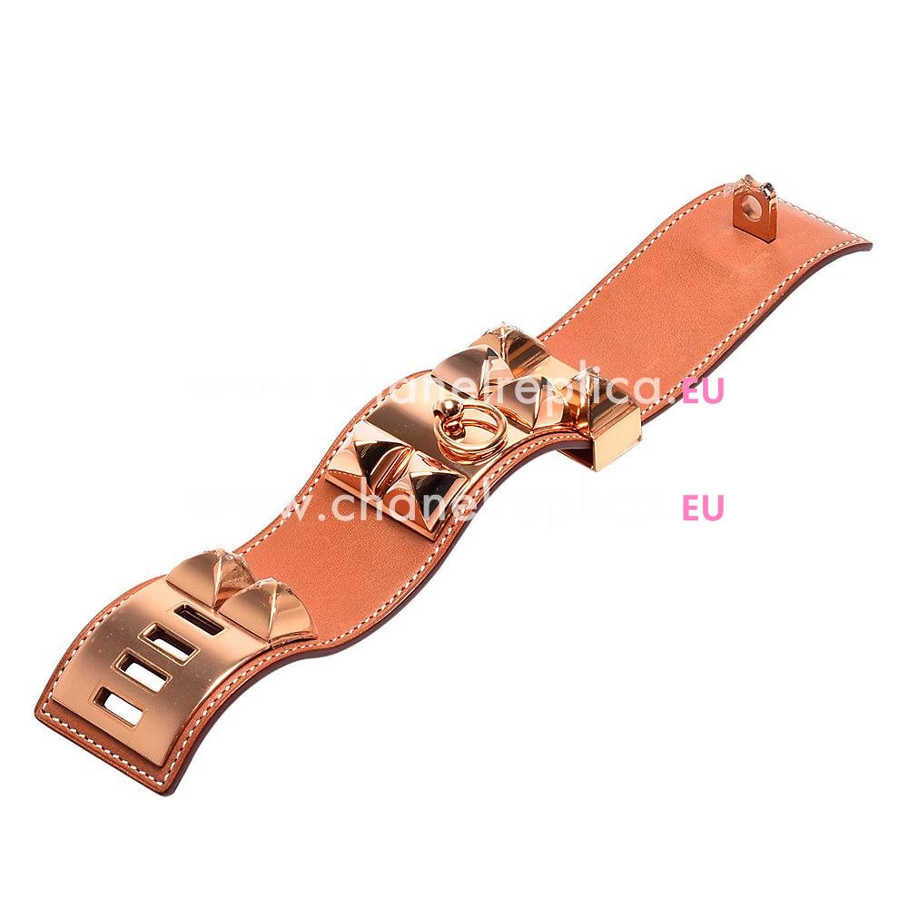 Hermes Collier de chien Swift Leather Bracelet Brown H7022009
