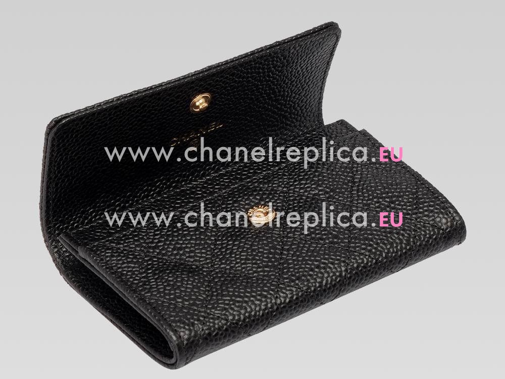 Chanel Caviar Leather Gold CC Card Holder Black C55617