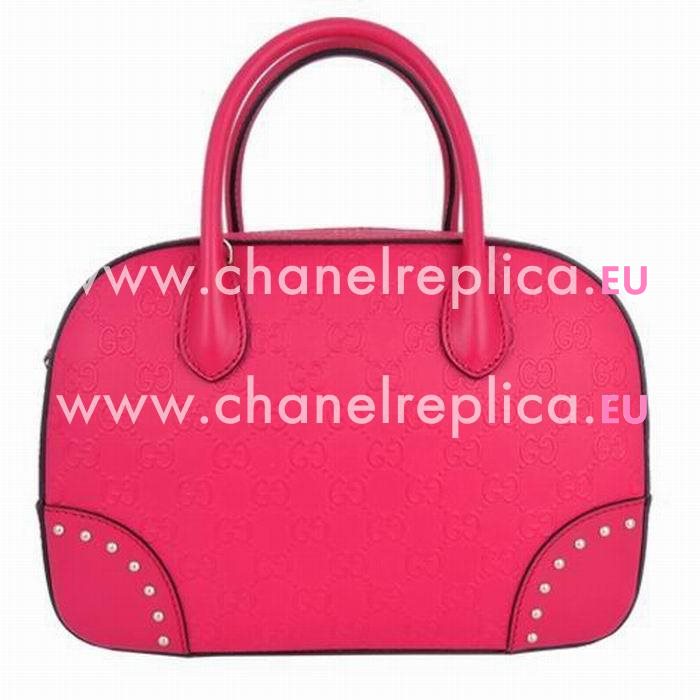 Gucci Bright Diamante GG Calfskin Canvas Bag In Peach Red G559450