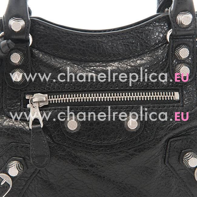 Balenciage City Lambskin Silvery hardware Classic Mini Bag Black B5578360