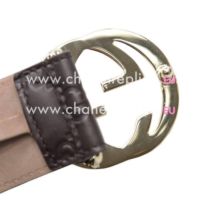 GUCCI Cowhide Belt Coffe Color Gold Buckle 370543CWC1G