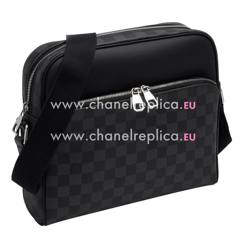 Louis Vuitton Damier Graphite Calfskin Shoulder Bag Black M41408