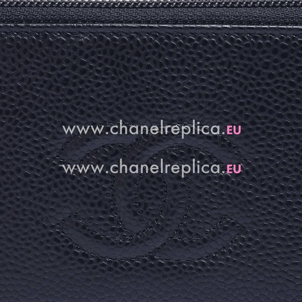 hanel Caviar Leather CC Logo Wallet Black C616B77