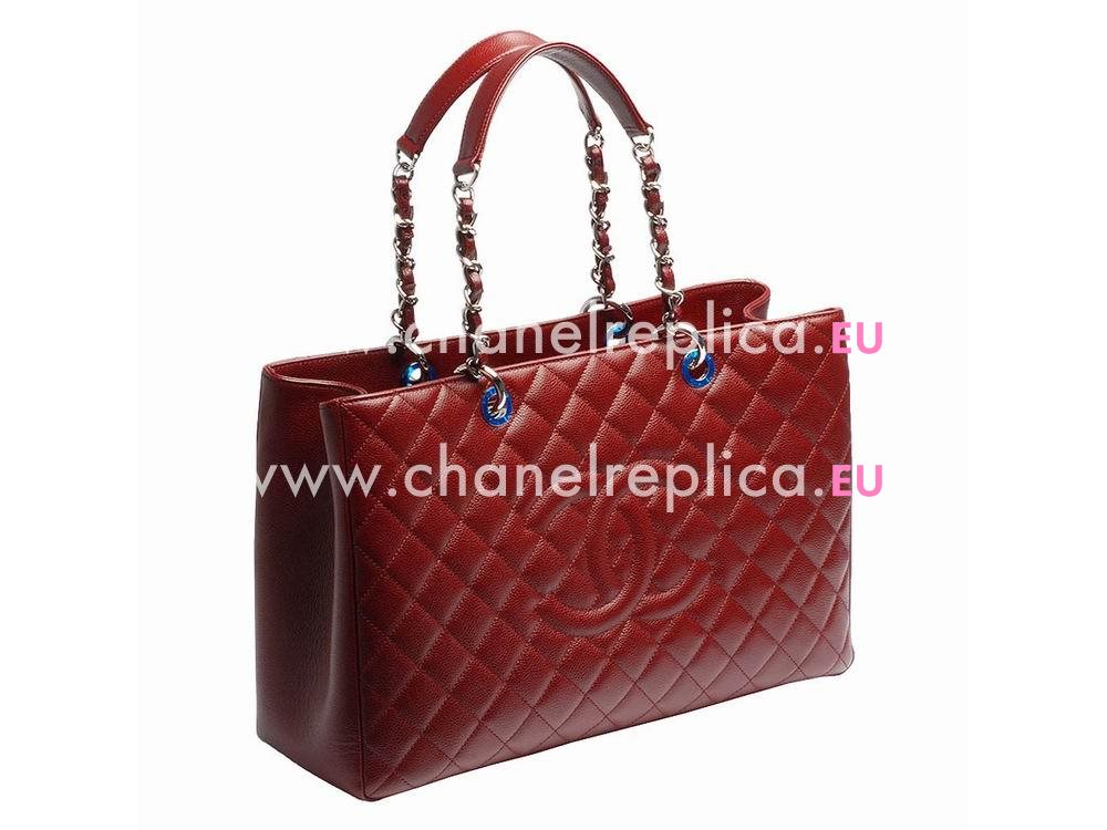 Chanel Caviar Large Grand Shopper Tote Wine Red(Silver) A548286