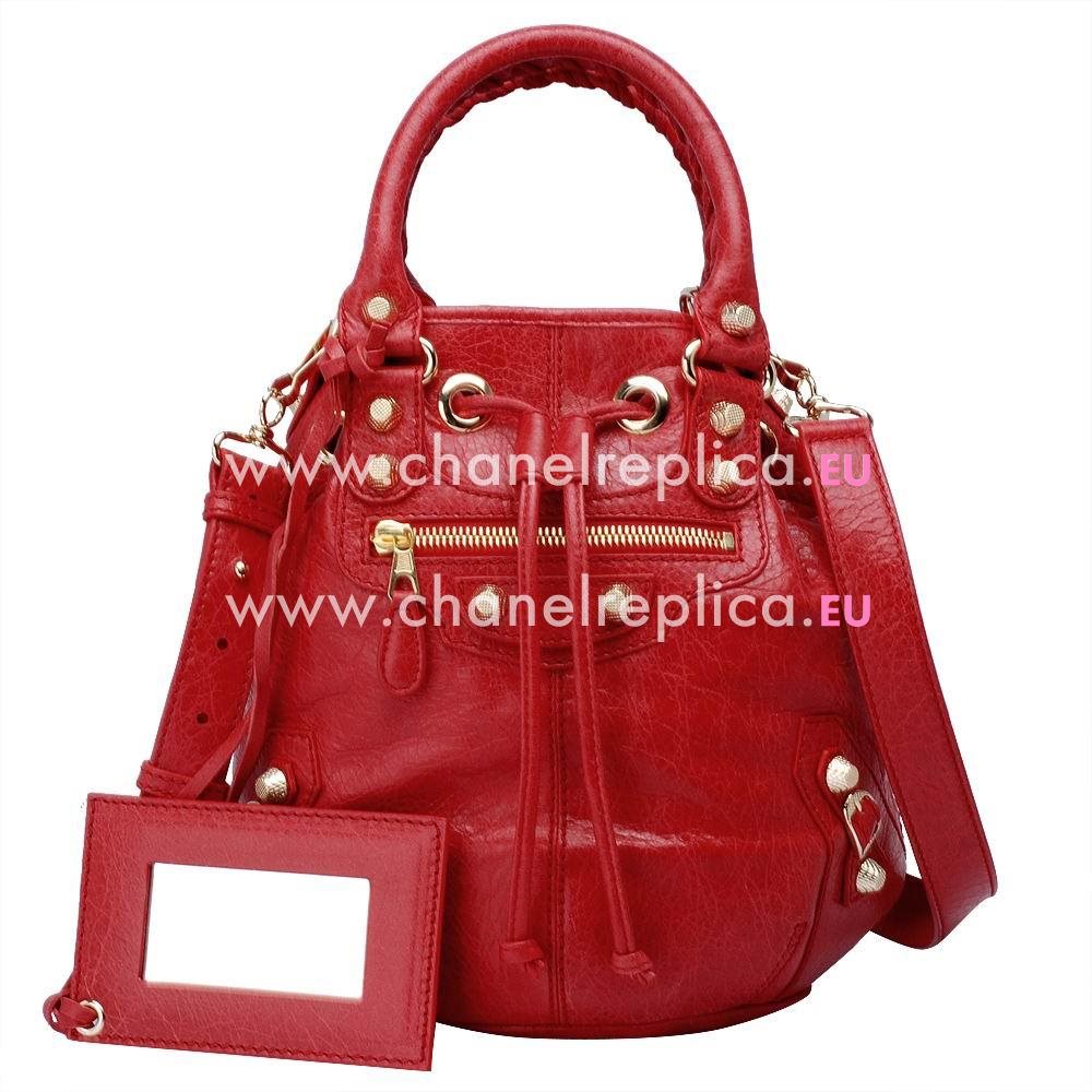 Balenciage Pompon Lambskin Gold hardware Classic Mini Bag Poppy Red B4545423