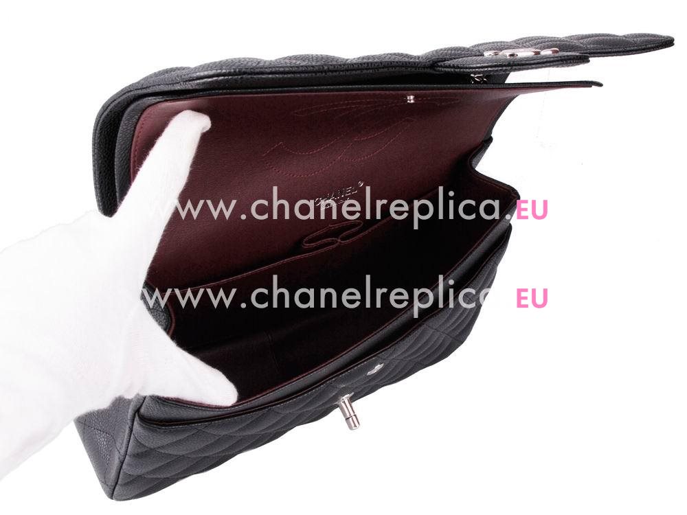 Chanel Caviar Jumbo Double Flap Bag Black(Silver) A28600DS