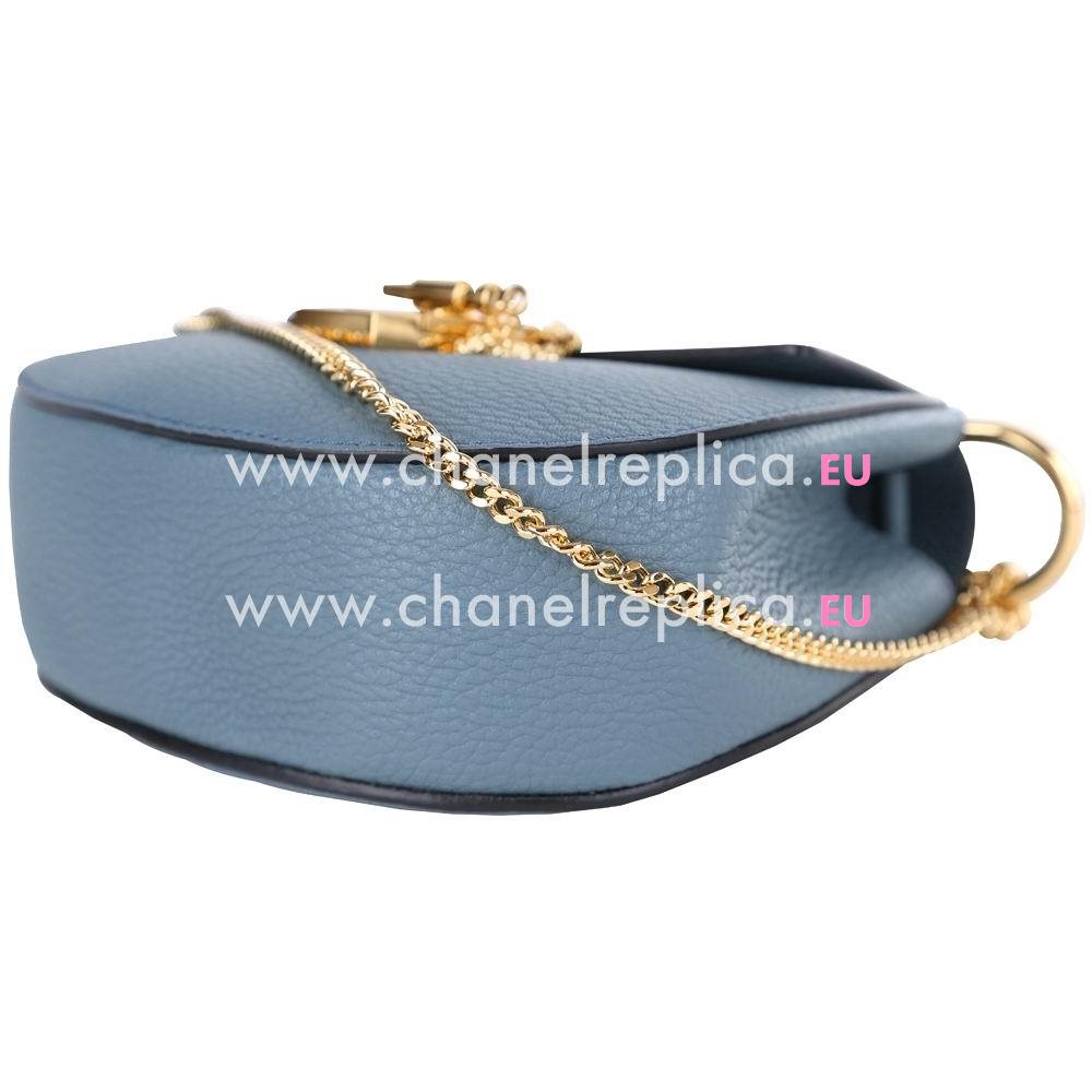 Chloe Drew Grain Leather Golden Chain Bag Blue Gray C55649975