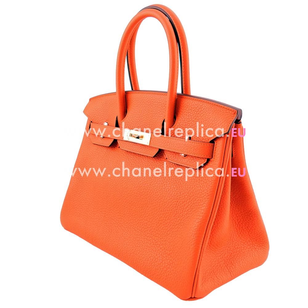 Hermes Birkin 30 Clemence Leather Orange 93 (Gold Hardware) HD529FT