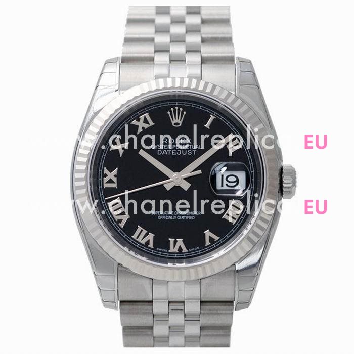 Rolex Datejust Automatic 36mm Stainless Steel Watch Black R116234-5