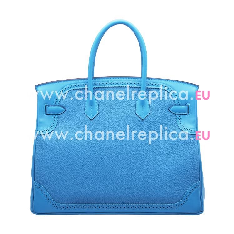 Hermes Birkin 35 Ghillies Turquoise Togo Swift Leather Silver Handbag Hand Sew HB1035GHT