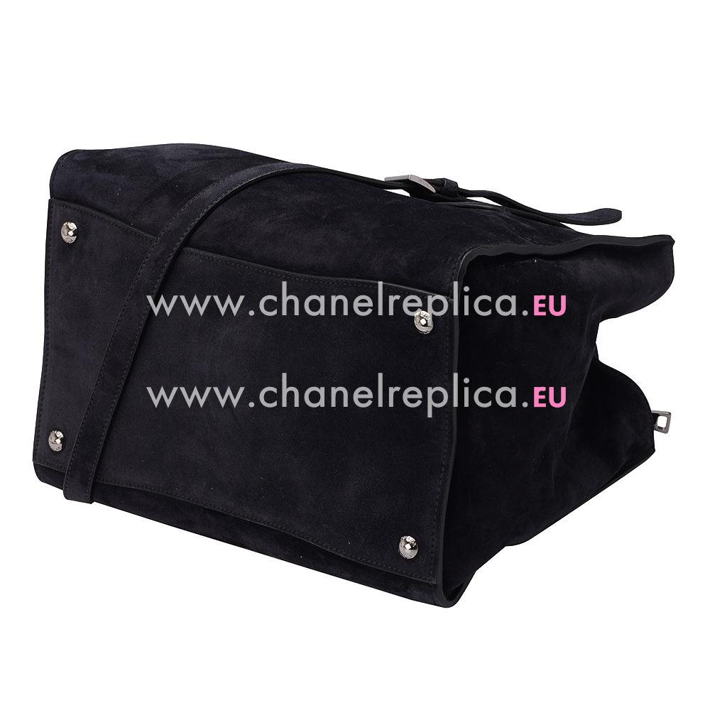 Prada Glace Chamois Triangle Logo Handbag Deep Blue PR007F06