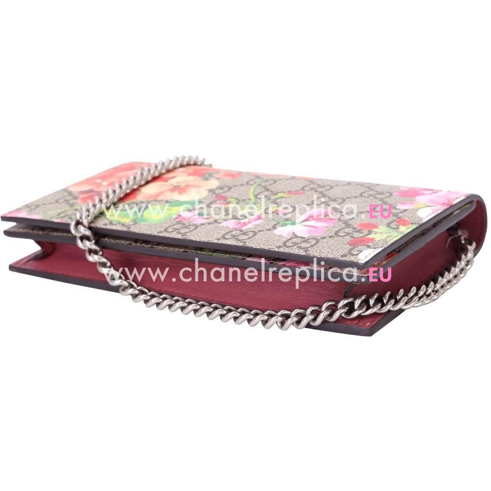 Gucci Blooms GG Supreme Calfskin Flower Handle Bag In Dark Pink G595239