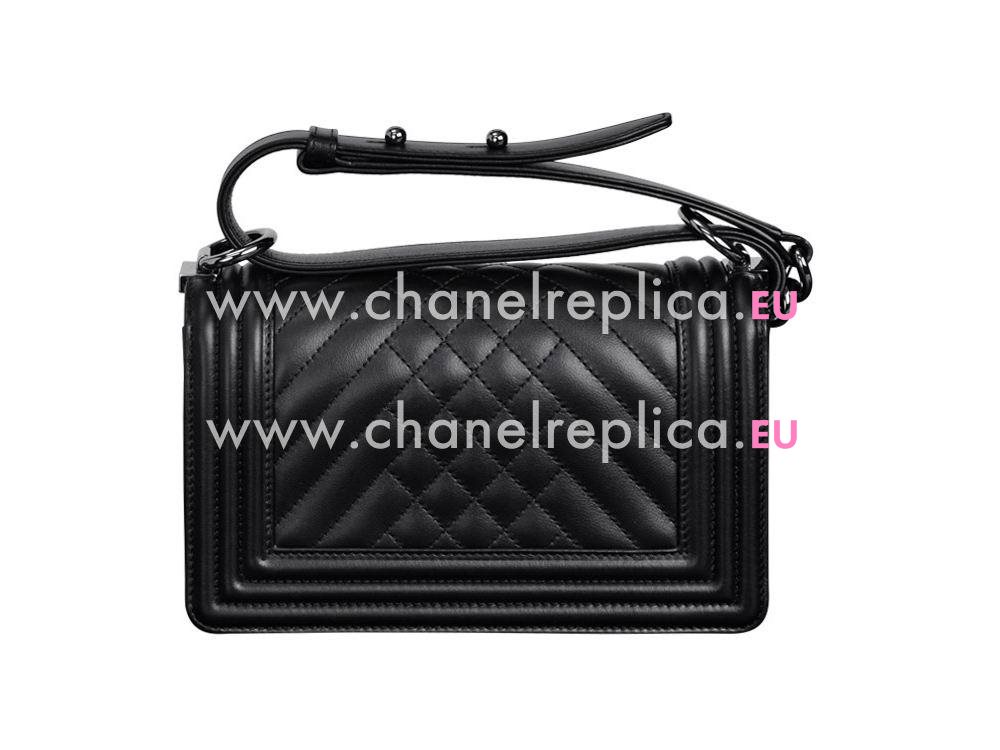 Chanel Black Lambskin Boy Bag Silver Hardware A92266