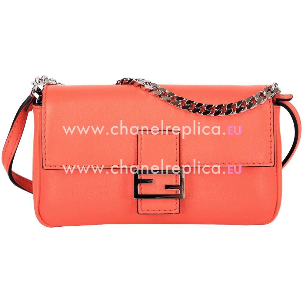 FENDI Micro Baguette Calfskin Mini Bag Orange F1548655