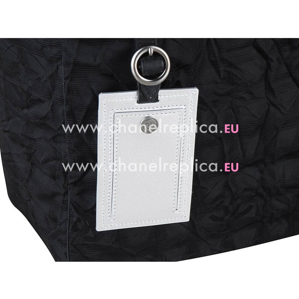 CHANEL Classic Flower Print Logo Canvas Bag Black C7071707