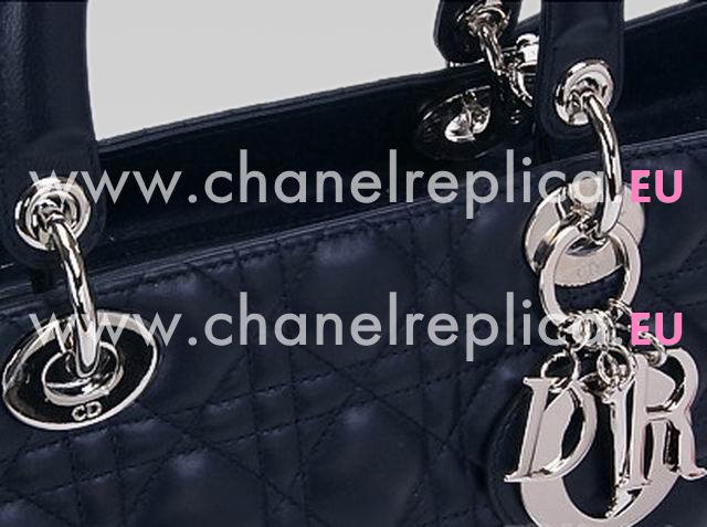 Dior Lady Dior Cannage Lambskin In Dark-Blue(Large) D4029