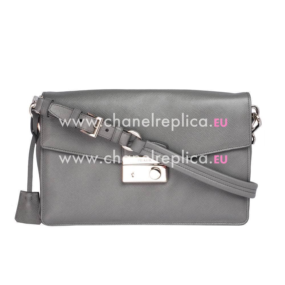Prada Soft Saffiano Triangle Logo Bag Gray PR5417705
