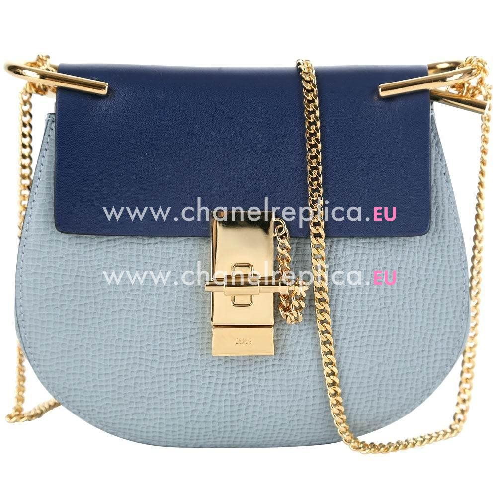 Chloe Drew Grain Leather Golden Chain Bag Blue C55649979