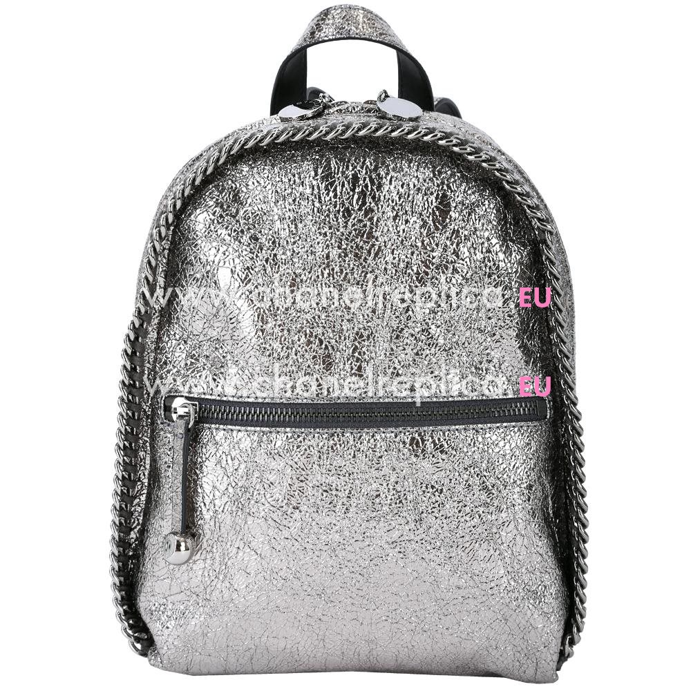 Stella McCartney Falabella Silvery Backpack Silver Chain S809684