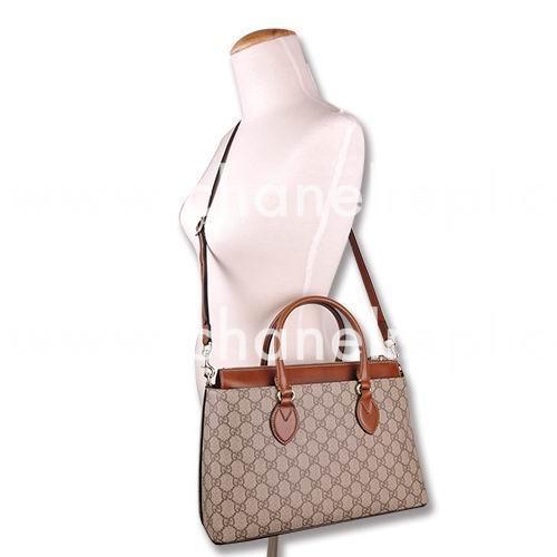 Gucci GG Supreme PVC Shoulder/Handle Bag In Khaki Coffee G559459
