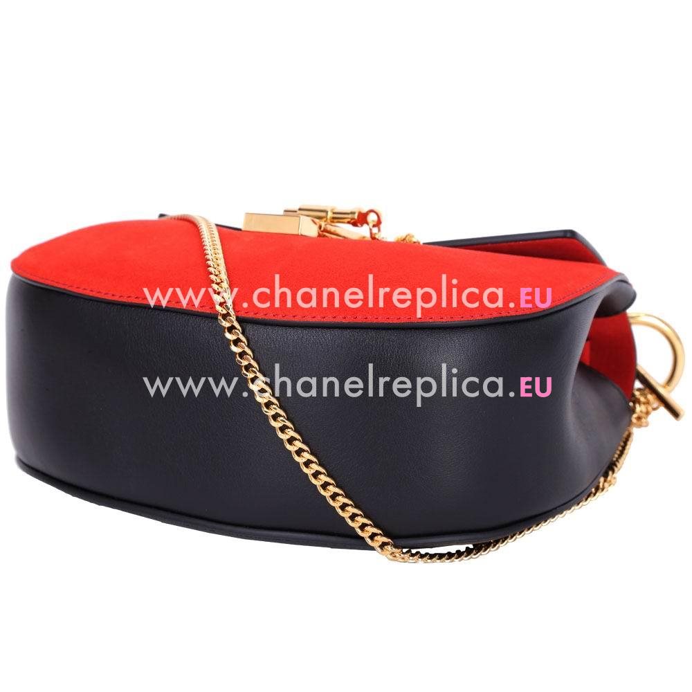 Chloe Drew Grain Leather Golden Chain Bag Black Red C55649964