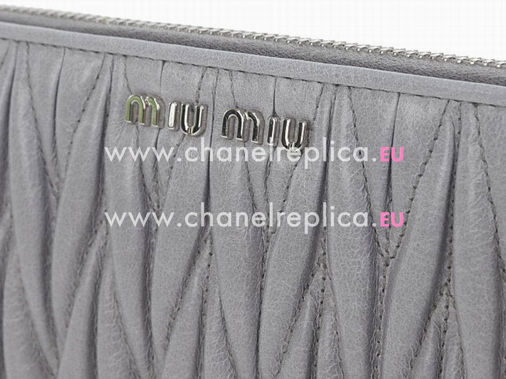Miu Miu Matelassé Nappa Wallet In Gray MM5199166