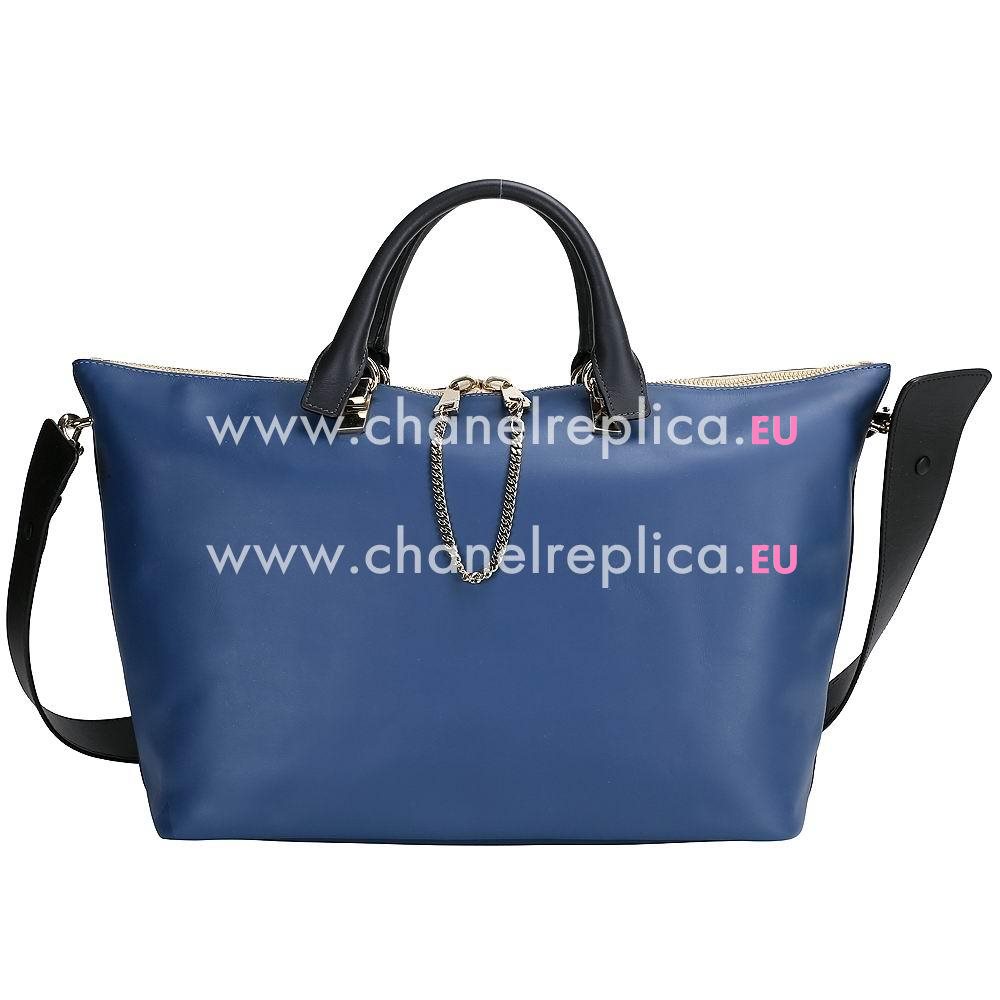 Chloe Baylee Calfskin Hand Bag In Black/Blue C5062427