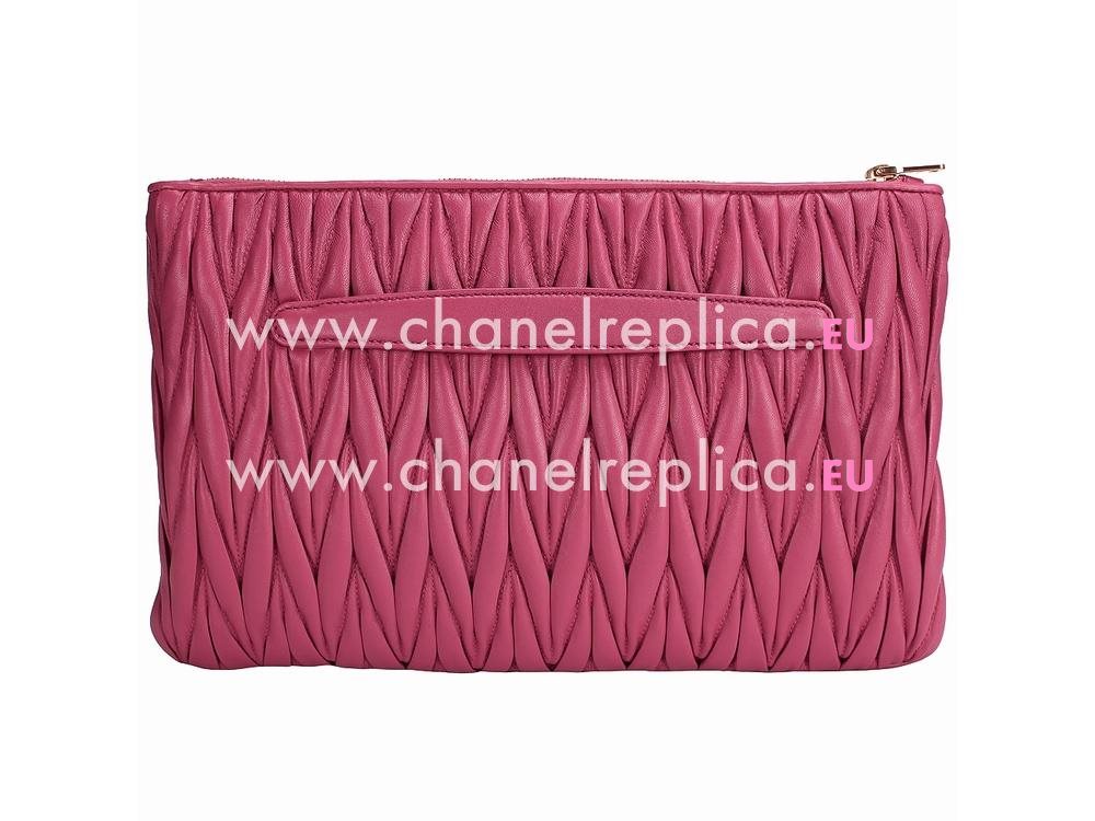 Miu Miu Matelassé nappa Clutch Peach Red RP0395