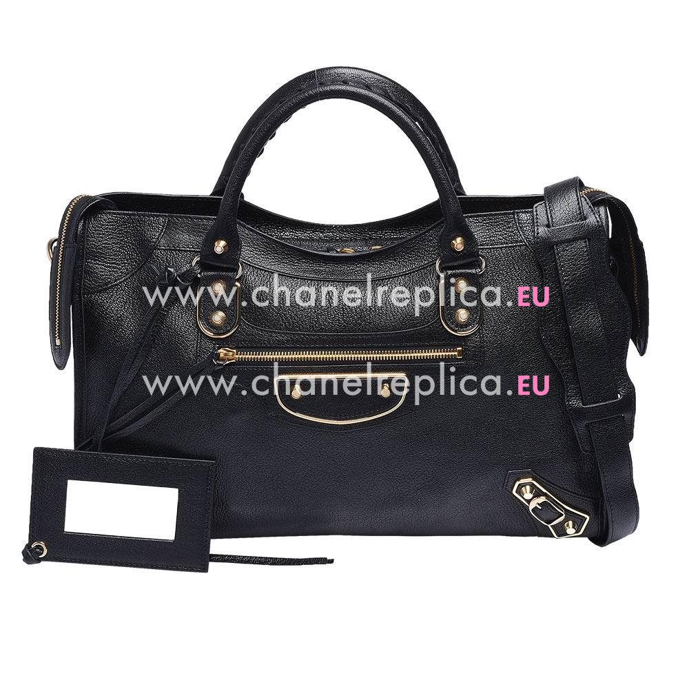 Balenciage City Lambskin Gold hardware Classic Bag Black B2654907