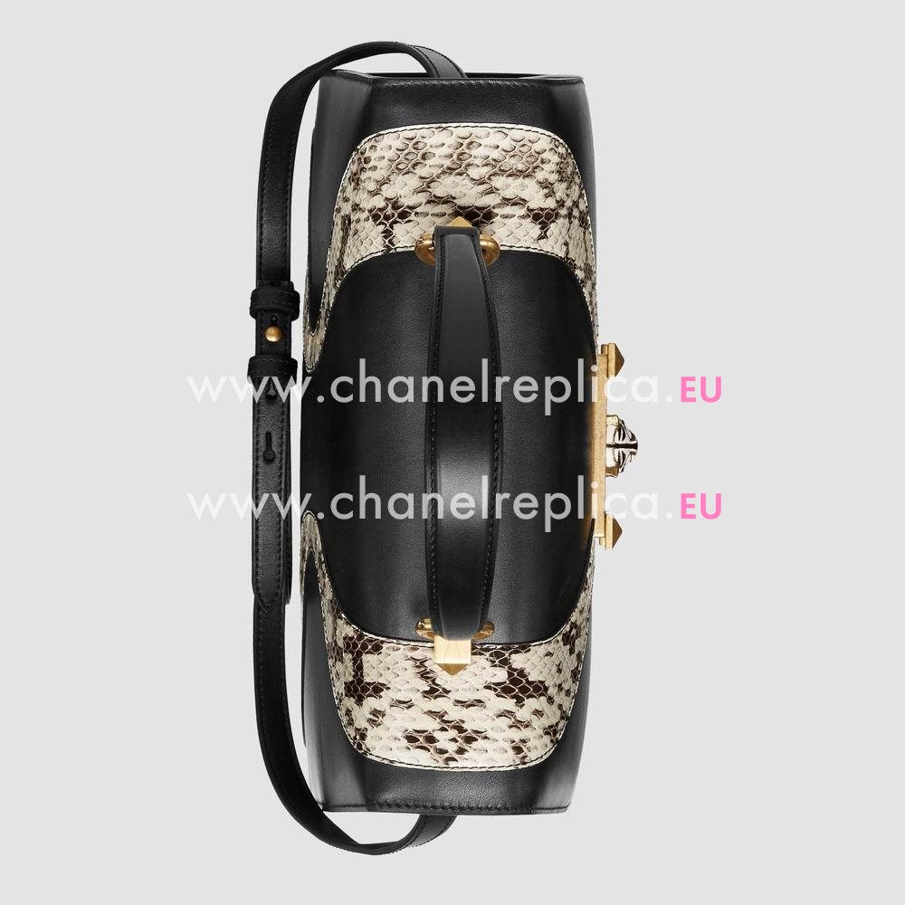 Gucci Leather and snakeskin top handle bag 476435 DVUNX 8220