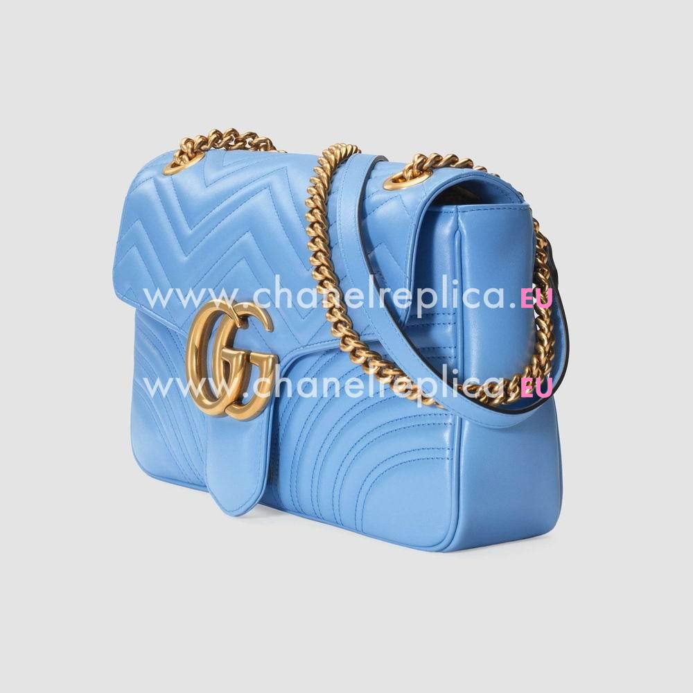 Gucci GG Marmont Matelasse Chevron Leather Shoulder Bag Light Blue 443496 DRW3T 4338