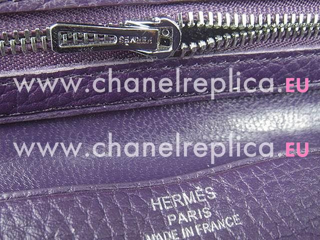 Hermes Dogon Clemence Leather Wallet In Purple H0005A