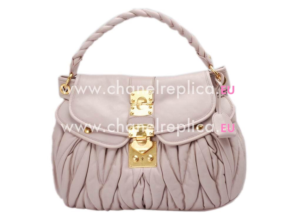 Miu Miu Matelasse Lux Nappa Leather Hobo Bag In Nude RR1300