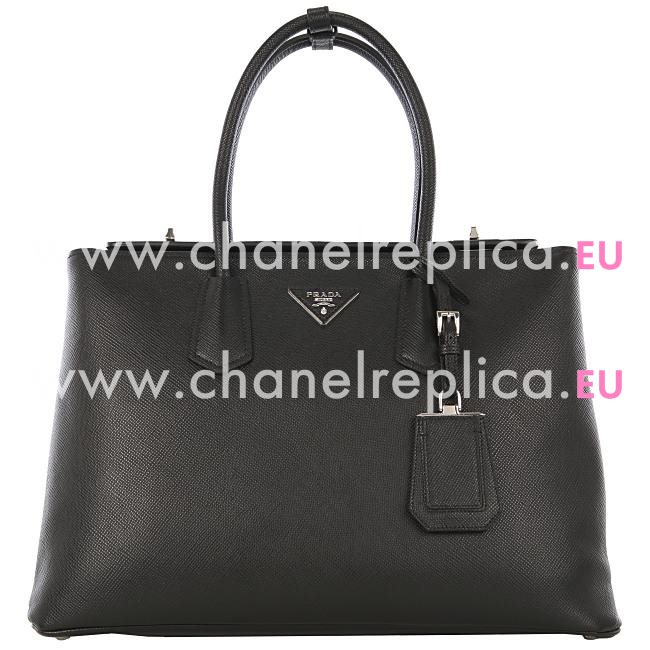 Prada Saffiano Cuir Large Double Tote Bag Black BN2748-2A4A-F0002