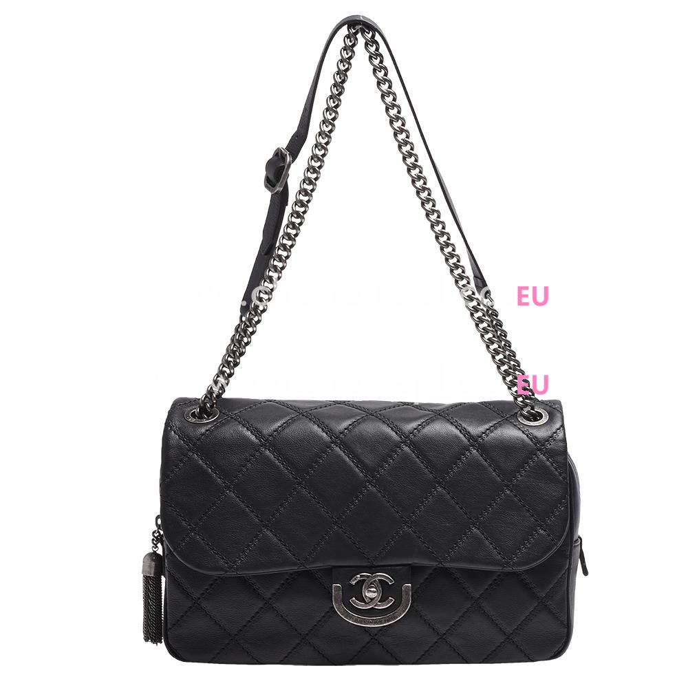 Chanel 31 Rue Cambon Calfskin Quilted Anti-silver Chain Tassels Bag A688345