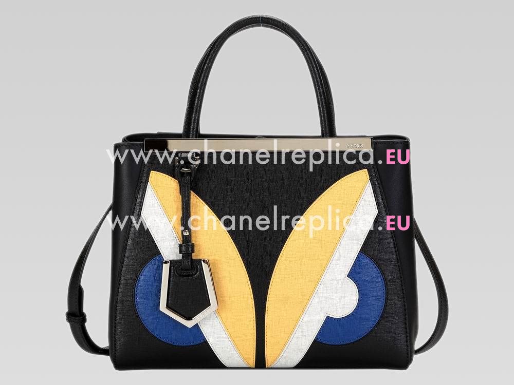 Fendi 2Jours Calfskin Leather Hand/shouldbag In Black 8BH255