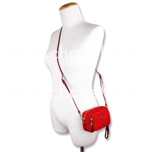 Prada Borchie Triangle Logo Nylon Mini Size Bag Red PR5954270