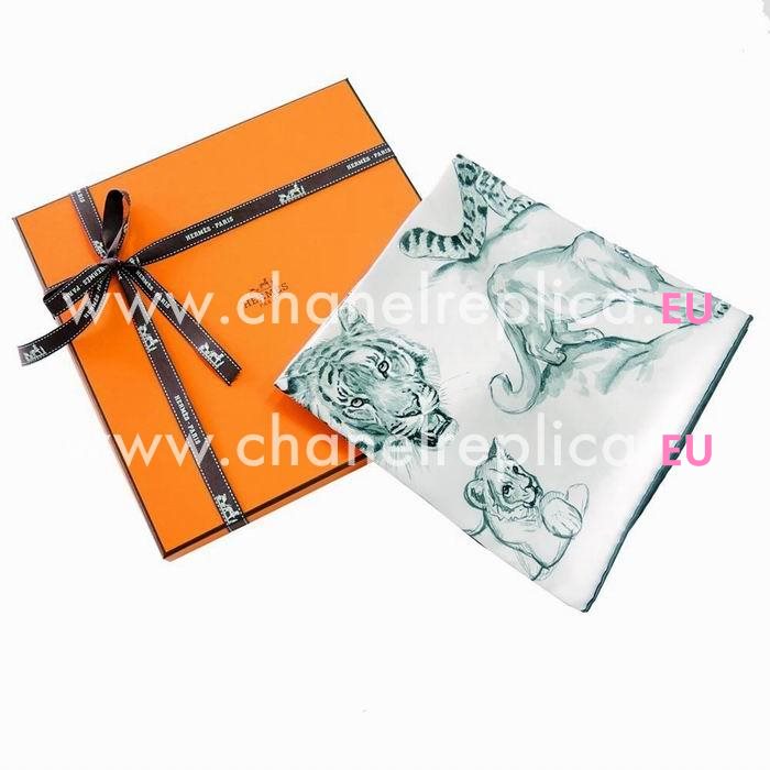 Hermes Tiger Leopard Silk Scarf Green H6102841