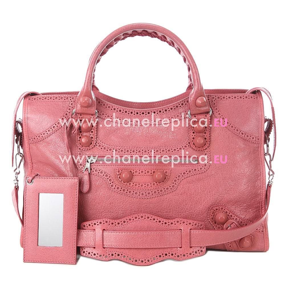 Balenciage City Lambskin Silvery hardware Classic Bag Rose red B57232871