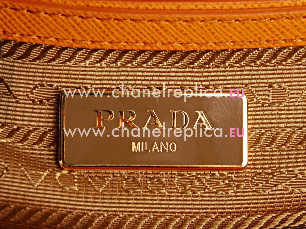 Prada Saffiano Lux Triangle Logo Small Size Handhand Orange P467948