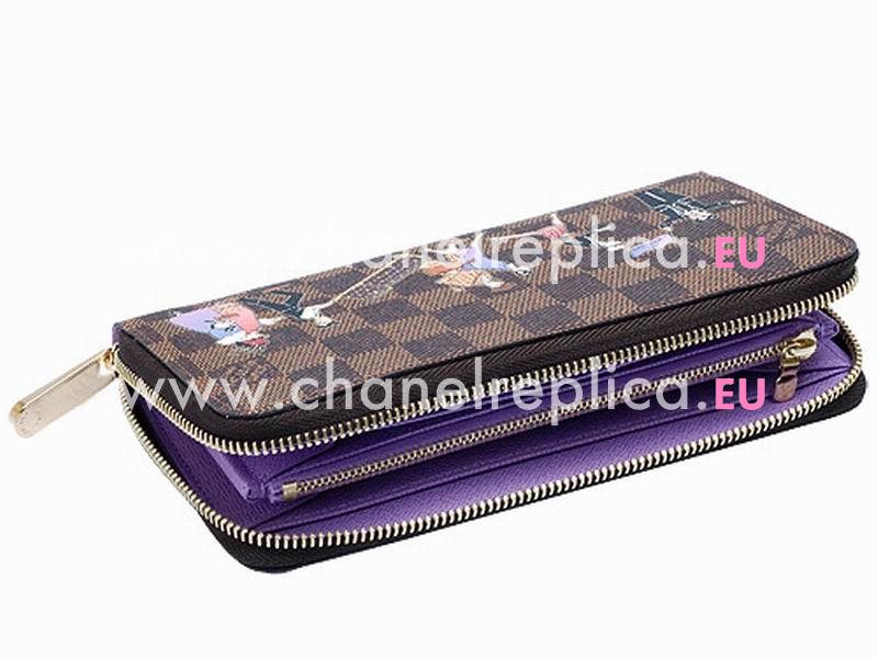 Louis Vuitton Damier Ebene Canvas Zippy Wallet Illustre N63004