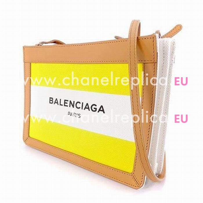 Balenciaga Navy Pochette Canvas Bag Beige Yellow B6112210