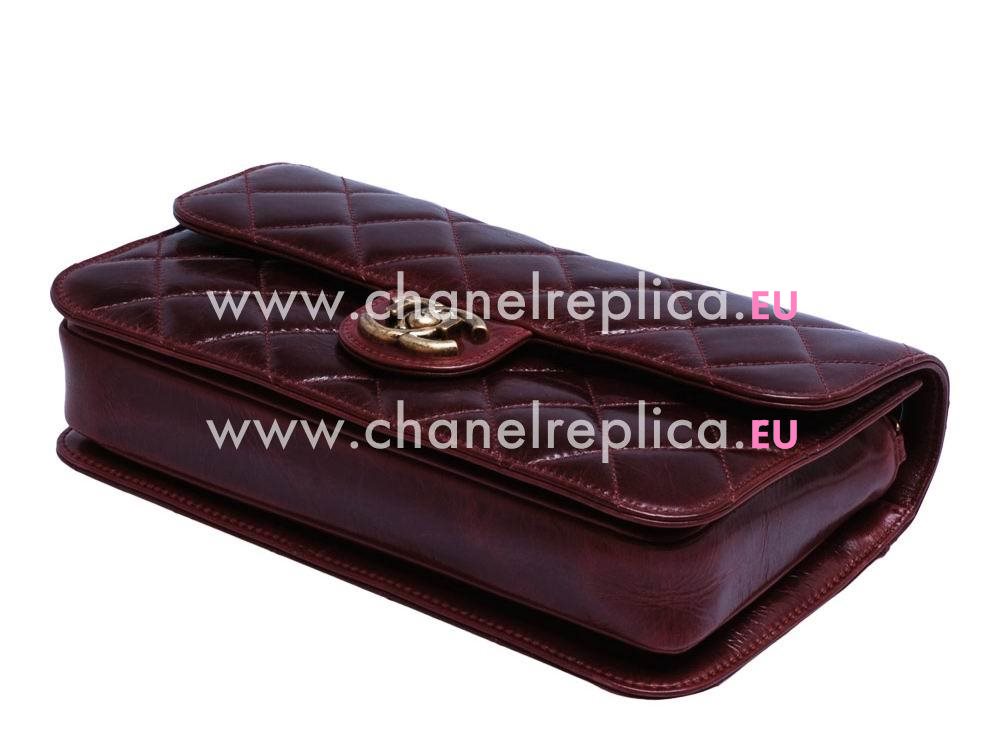 Chanel Bombay Perfect Edge Cowhide Anti-Gold Hardware Bag Wine Red A551674