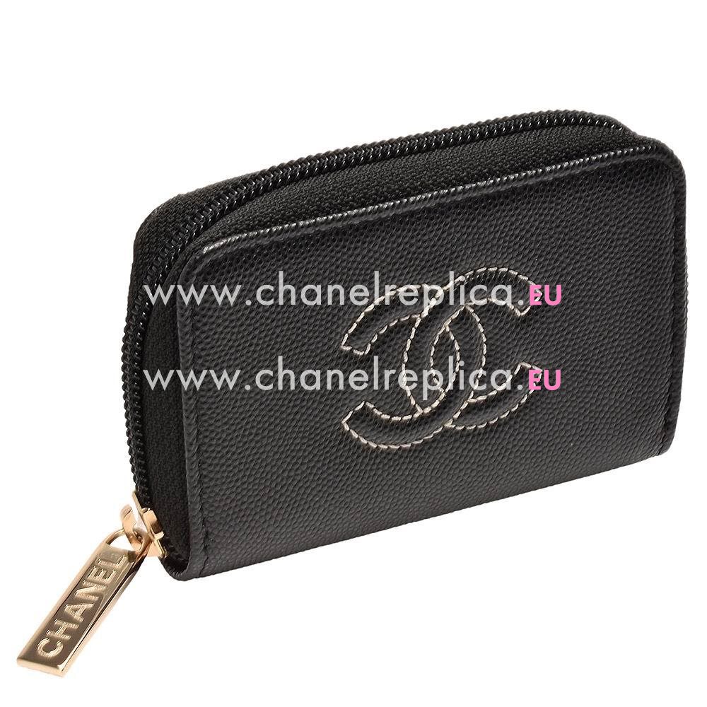 Chanel Calfskin Leather CC Logo wallet Black A685493