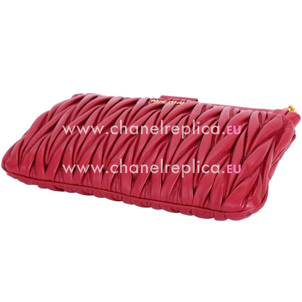 Miu Miu Matelasse Wrinkle Nappa Chain Hand/Shoulder Bag Red M7042613