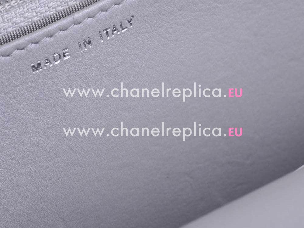 Chanel Lambskin Chevron Woc Bag Silver Chain Gray A59588