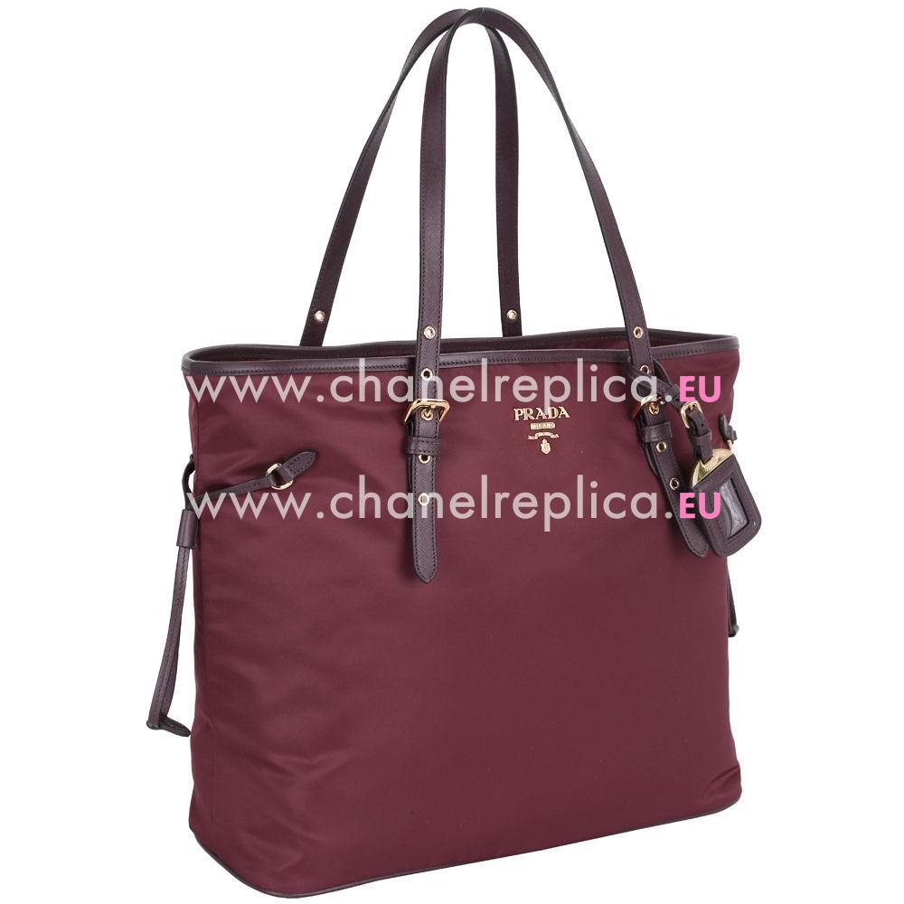 Prada Tessuto Embossing Logo Nylon Tote bag Dark Red P7031304