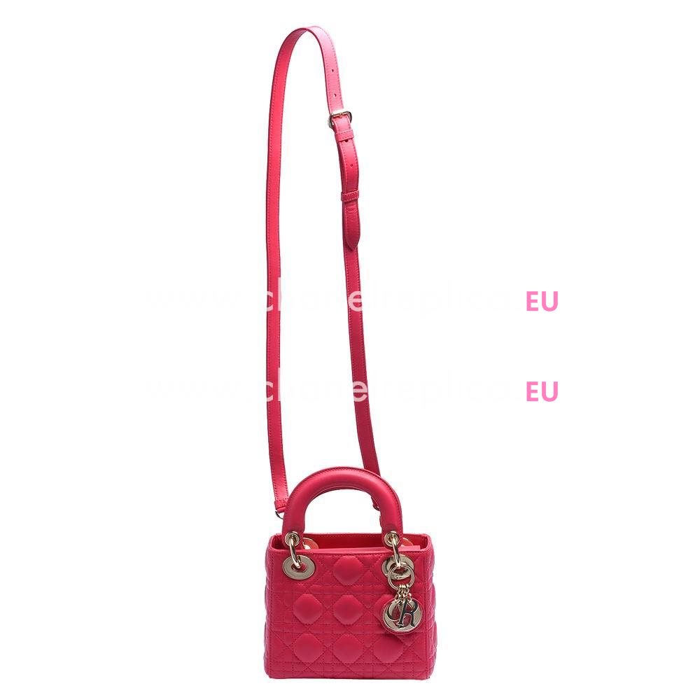Christian Dior Lady Dior Patent Leather Mini Bag Peach Red DE377477